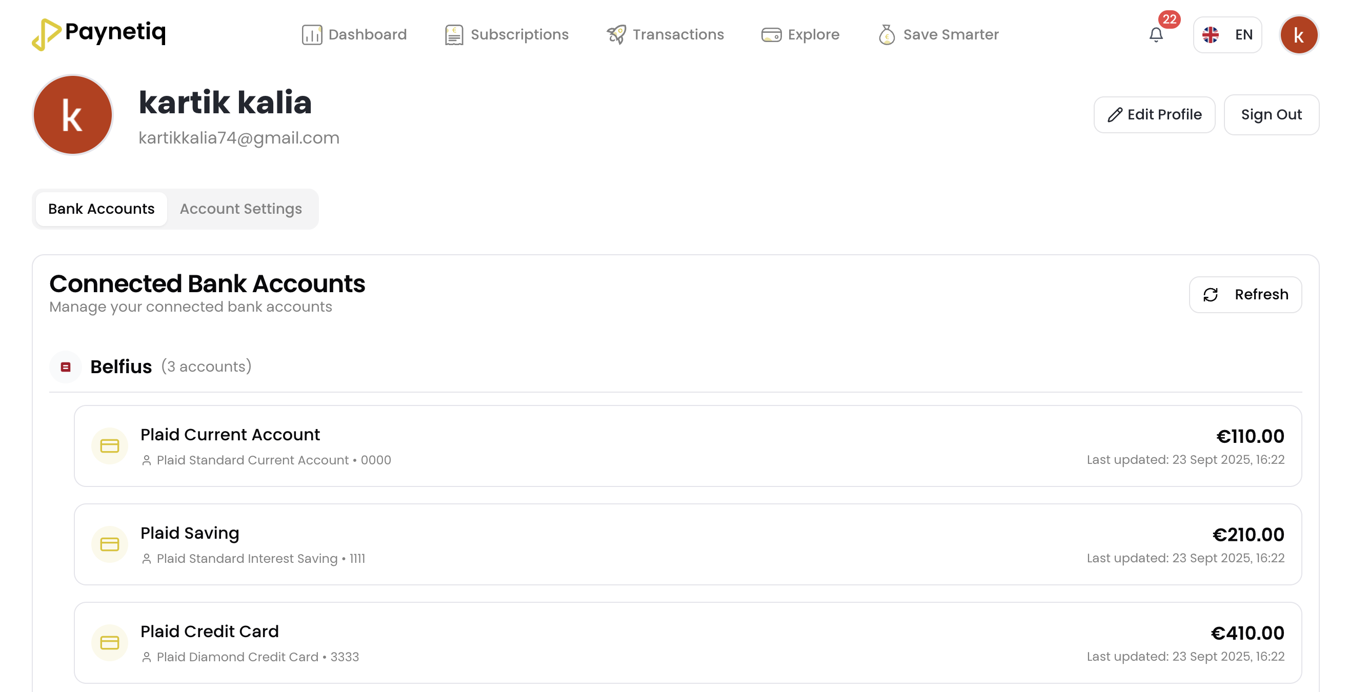 User Profile Dashboard